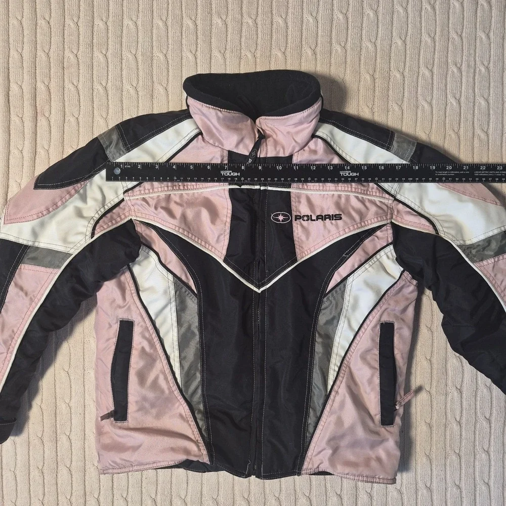 Polaris Snowmobile Jacket Girls Pink Black Colorblock Winter Racing Coat M